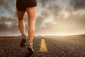 Man jogging on a road